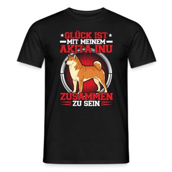 Chez mon Akita Inu, son Akita Inu japonais - T-shirt homme - noir - Devant - AI Model Male 178 light (178cm)