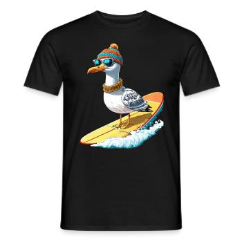 Hambourg Mouette Surf Surfeur Côte Vague Mer Drôle - T-shirt homme - noir - Devant - AI Model Male 178 light (178cm)