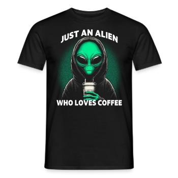 Just An Alien Who Loves Coffee - Men's T-Shirt - black - Front - AI Model Male 178 light (178cm)