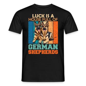 German Shepherds LUCK IS A HOUSE FULL OF GERMAN - Men's T-Shirt - black - Front - AI Model Male 178 light (178cm)