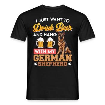 Berger allemand JUST WANT DRINK BEER HANG WITH GERMAN - T-shirt homme - noir - Devant - AI Model Male 178 light (178cm)