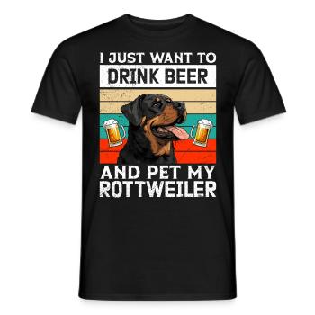 Rottie JUST WANT TO DRINK BEER Propriétaire de Rottweiler - T-shirt homme - noir - Devant - AI Model Male 178 light (178cm)
