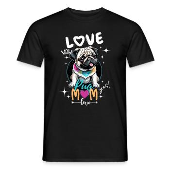 Mops Mama Liebe - Mops Mama Liebe - 2. Version - Männer T-Shirt - Schwarz - Vorne - AI Model Male 178 light (178cm)
