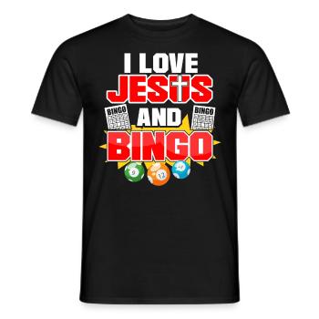 Joueur de bingo Jésus Foi Chrétienne - T-shirt homme - noir - Devant - AI Model Male 178 light (178cm)