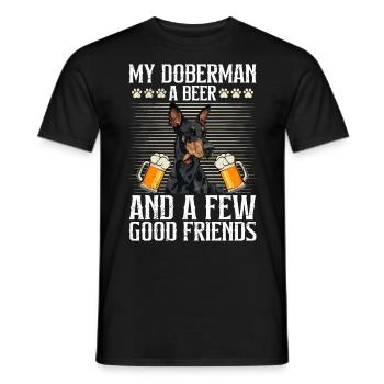 Doberman owner MY DOBERMAN A BEER AND FEW - Men's T-Shirt - black - Front - AI Model Male 178 light (178cm)
