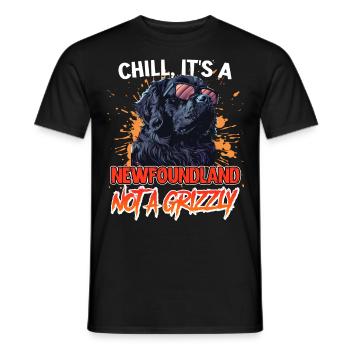 Neufundländer BLEIB COOL KEIN GRIZZLY BÄR Lustiges - Männer T-Shirt - Schwarz - Vorne - AI Model Male 178 light (178cm)