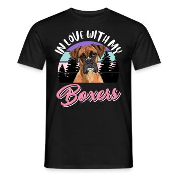 German Boxer IN LOVE WITH MY BOXER Women - Men's T-Shirt - black - Front - AI Model Male 178 light (178cm)