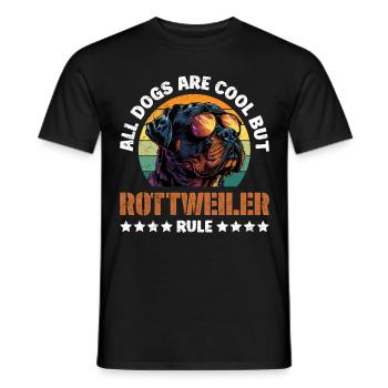 Rottweiler ALL DOGS ARE COOL BUT ROTTIES RULE - Men's T-Shirt - black - Front - AI Model Male 178 light (178cm)