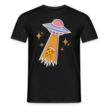 Ufo Pizza - T-shirt homme - noir - Devant - AI Model Male 178 light (178cm)
