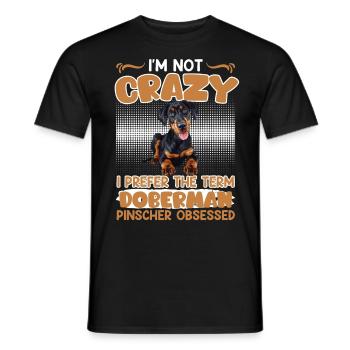 Doberman PAS FOU JE PRÉFÈRE LE TERME DOBERMAN - T-shirt homme - noir - Devant - AI Model Male 178 light (178cm)