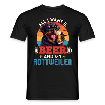 Rottie ALL I WANT IS BEER AND MY ROTTWEILER - Men's T-Shirt - black - Front - AI Model Male 178 light (178cm)