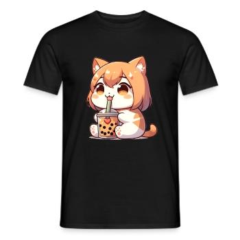 anime katze bubble tea - Männer T-Shirt - Schwarz - Vorne - AI Model Male 178 light (178cm)