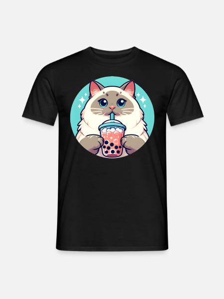 Siamese Cat Having Bubble Tea - Men's T-Shirt - black