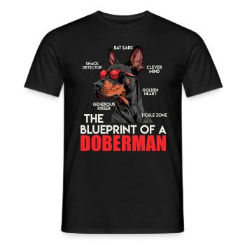 Doberman Owner BLUEPRINT OF A DOBERMAN Funny - Men's T-Shirt - black - Front - AI Model Male 178 light (178cm)