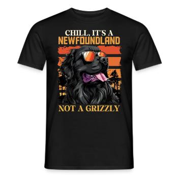 Neufundländer BLEIB COOL KEIN GRIZZLY BÄR Lustiges - Männer T-Shirt - Schwarz - Vorne - AI Model Male 178 light (178cm)