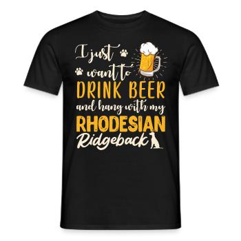 Rhodesian Ridgeback ENVIE JUSTE DE BOIRE DE LA BIÈRE - T-shirt homme - noir - Devant - AI Model Male 178 light (178cm)