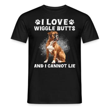 Boxer owner I LOVE WIGGLE BUTTS AND CANNOT LIE - Men's T-Shirt - black - Front - AI Model Male 178 light (178cm)