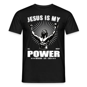 Jésus est mon pouvoir - Boxing Design - T-shirt homme - noir - Devant - AI Model Male 178 light (178cm)