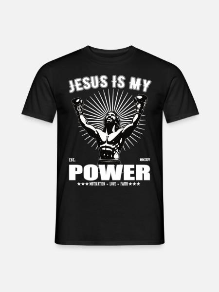 Jesus is my Power - Boxing Design - Männer T-Shirt - Schwarz