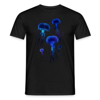 Méduse de l’espace aquarelle - T-shirt homme - noir - Devant - AI Model Male 178 light (178cm)