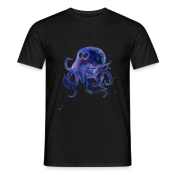 Aquarelle de la pieuvre de l’espace - T-shirt homme - noir - Devant - AI Model Male 178 light (178cm)