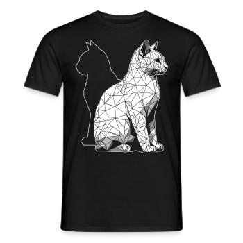 Abstract Geometric Polygonal Cat - Men's T-Shirt - black - Front - AI Model Male 178 light (178cm)