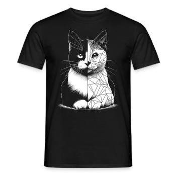 Geometrische polygonale Katze - Männer T-Shirt - Schwarz - Vorne - AI Model Male 178 light (178cm)