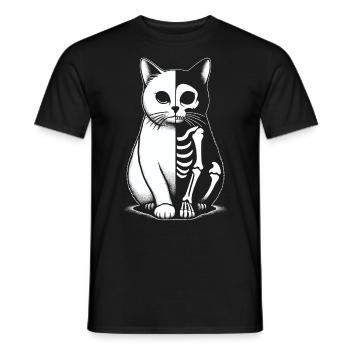 Cat Skeleton Halloween - Men's T-Shirt - black - Front - AI Model Male 178 light (178cm)