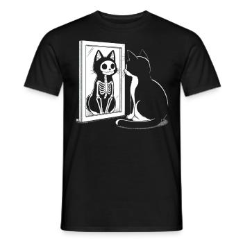 Cat Looking In Mirror - Männer T-Shirt - Schwarz - Vorne - AI Model Male 178 light (178cm)