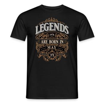 1978 May Born Birthday Year of Birth - Men's T-Shirt - black - Front - AI Model Male 178 light (178cm)