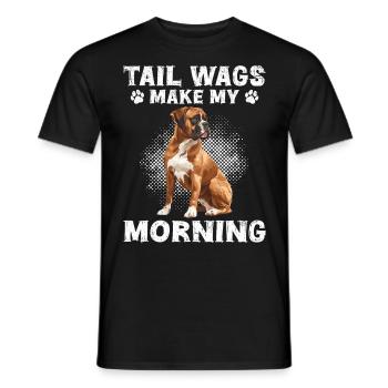 Chien Boxer remue la queue rendre mon matin drôle - T-shirt homme - noir - Devant - AI Model Male 178 light (178cm)