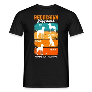 RHODESIAN RIDGEBACK GUIDE DE L’ENTRAÎNEMENT Drôle - T-shirt homme - noir - Devant - AI Model Male 178 light (178cm)