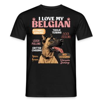 Belgian Shepherd LOVE MY BELGIAN MALINOIS - Men's T-Shirt - black - Front - AI Model Male 178 light (178cm)