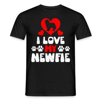 Propriétaires de chiens J’AIME MES AMOUREUX NEWFIE - T-shirt homme - noir - Devant - AI Model Male 178 light (178cm)
