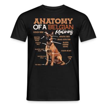 ANATOMIE DE MON BERGER BELGE MALINOIS - T-shirt homme - noir - Devant - AI Model Male 178 light (178cm)