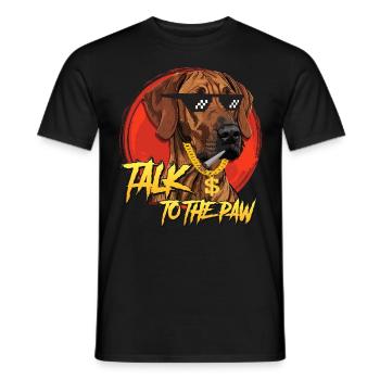 Rhodesian Ridgeback Stubborn TALK TO THE PAW Funny - Men's T-Shirt - black - Front - AI Model Male 178 light (178cm)