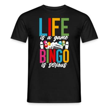 La vie d’un joueur de bingo est un jeu de bingo - T-shirt homme - noir - Devant - AI Model Male 178 light (178cm)