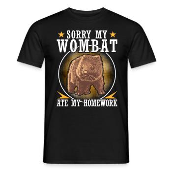Wombat hat meine Hausaufgaben Beuteltier - Männer T-Shirt - Schwarz - Vorne - AI Model Male 178 light (178cm)
