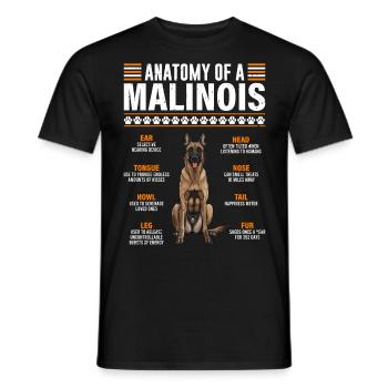 Belgian Shepherd ANATOMY OF A BELGIAN - Men's T-Shirt - black - Front - AI Model Male 178 light (178cm)