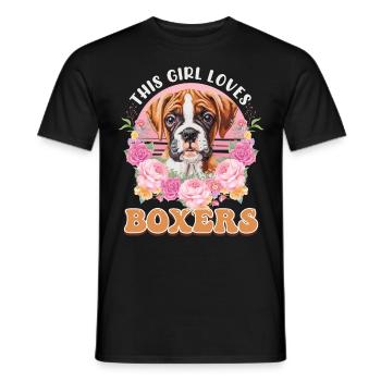 German Boxer Mom THIS GIRL LOVES BOXERS - Men's T-Shirt - black - Front - AI Model Male 178 light (178cm)
