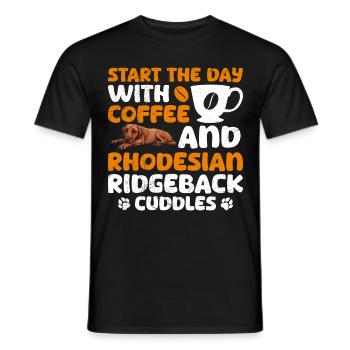 Ridgeback START THE DAY WITH COFFEE AND RIDGEBACK - Men's T-Shirt - black - Front - AI Model Male 178 light (178cm)