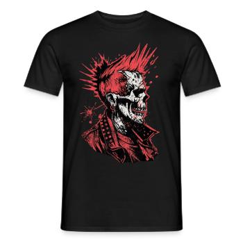 Punk Rock Skull Explosion Tee - Men's T-Shirt - black - Front - AI Model Male 178 light (178cm)