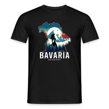 Bavaria Retro Sunrise Landscape - Men's T-Shirt - black - Front - AI Model Male 178 light (178cm)