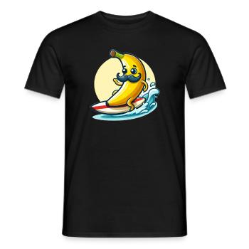 Surfende Banane mit Schnurrbart - Männer T-Shirt - Schwarz - Vorne - AI Model Male 178 light (178cm)