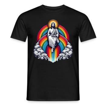 Jesus on a rainbow - Men's T-Shirt - black - Front - AI Model Male 178 light (178cm)