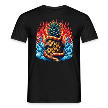 Snake around a pineapple - Men's T-Shirt - black - Front - AI Model Male 178 light (178cm)