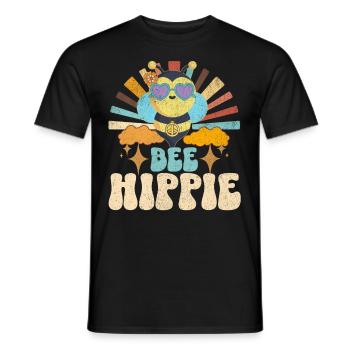 Bee Hippie Biene Peace - Men's T-Shirt - black - Front - AI Model Male 178 light (178cm)