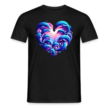 Dolphin Love Heart Fusion - Men's T-Shirt - black - Front - AI Model Male 178 light (178cm)