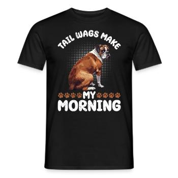 Chien Boxer remue la queue rendre mon matin drôle - T-shirt homme - noir - Devant - AI Model Male 178 light (178cm)