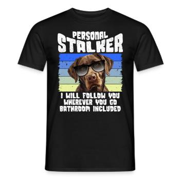 Labrador Dog PERSONAL STALKER I'LL FOLLOW YOU - Men's T-Shirt - black - Front - AI Model Male 178 light (178cm)